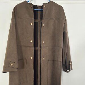 ZARA Brown Faux Suede Coat – Size S